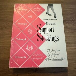 VINTAGE TRIUMPH 1950s Support Stockings Mesh NYLON STOCKINGS SZ 9 1/2-10 2 Pairs